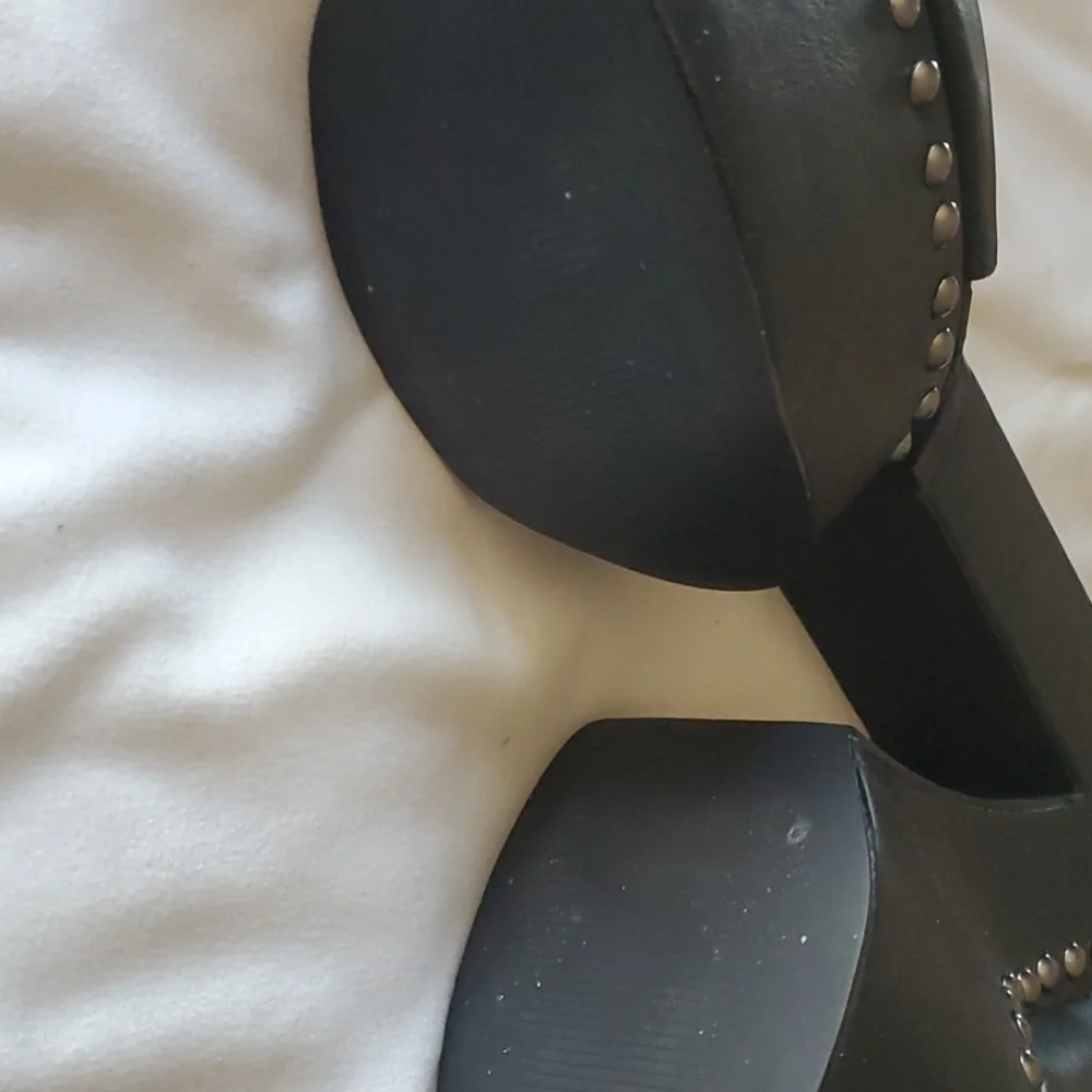 Black Studded Platform Heels by YRU